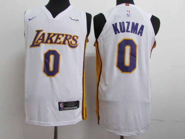 Men Los Angeles Lakers #0 Kuzma White Game Nike NBA Jerseys